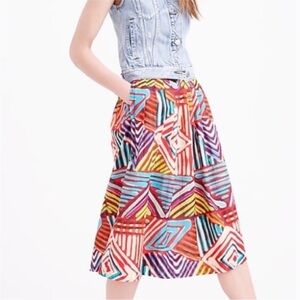 J. Crew Multicolor A-Line Skirt with Geometric Design size 4